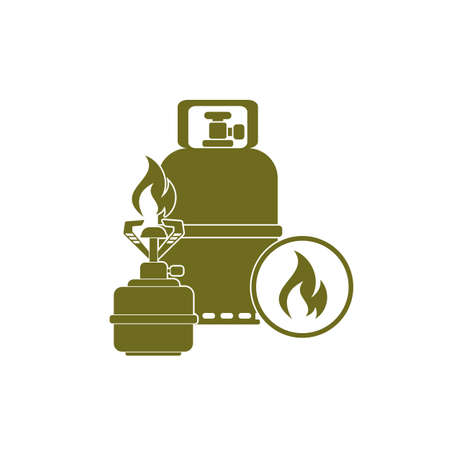 Camping stove with gas bottle icon vector. Vector illustration.のイラスト素材