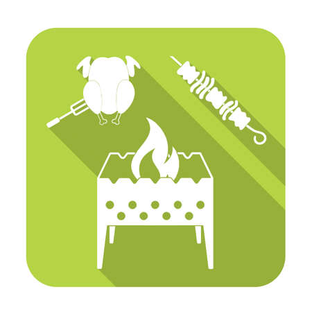 Brazier kebab and chicken icon. Vector illustrationのイラスト素材