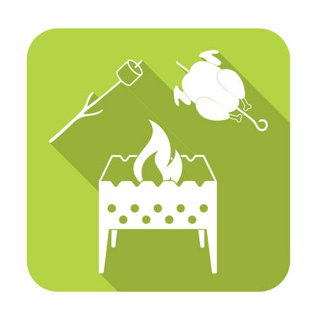 Brazier, zephyr and chicken icon. Vector illustrationのイラスト素材