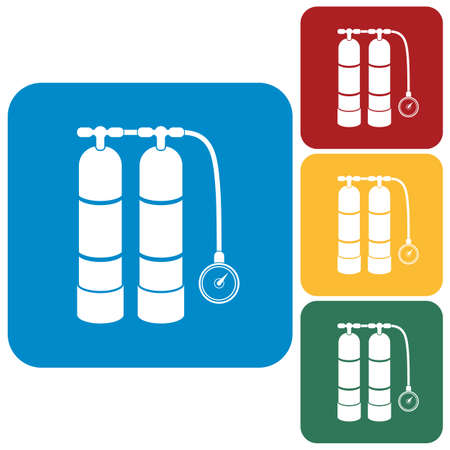 Scuba vector illustration. Diving equipment vector sign. Aqualung for swimming.のイラスト素材