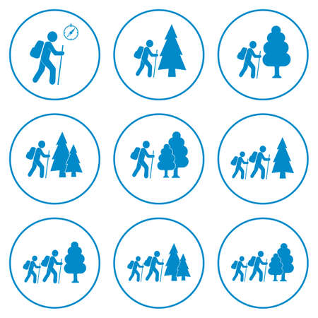 Set of hiking icon illustration isolated vector sign symbolのイラスト素材