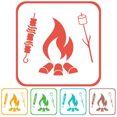 Grilled zephyr and  kebab icon. Vector illustrationのイラスト素材