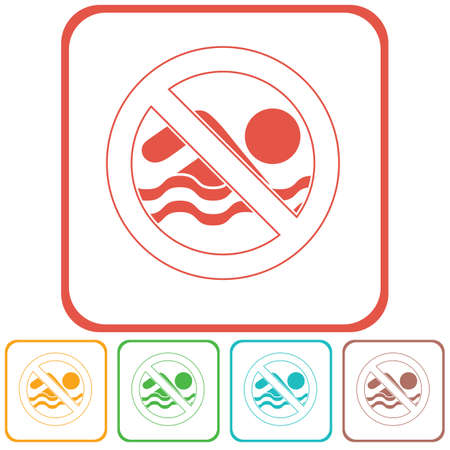 No swimming prohibition sign icon. Vector illustrationのイラスト素材