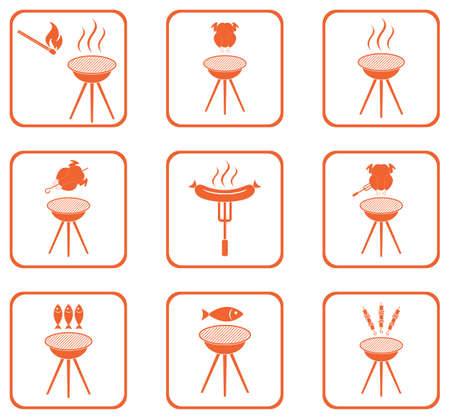 Set of barbecue icons.のイラスト素材