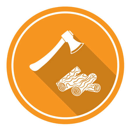 The ax and firewood icon. Flat Vector illustrationのイラスト素材
