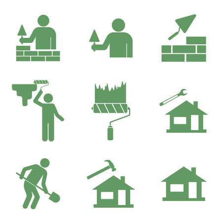 Set of mason worker illustration.のイラスト素材