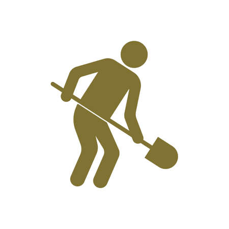 Digger with shovel icon. Vector illustrationのイラスト素材