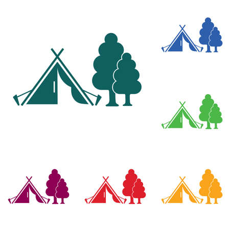 Stylized icon of tourist tent. Vector illustrationのイラスト素材
