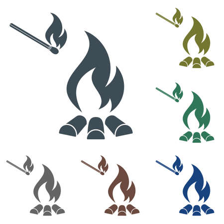 Campfire silhouette icon. Vector illustrationのイラスト素材