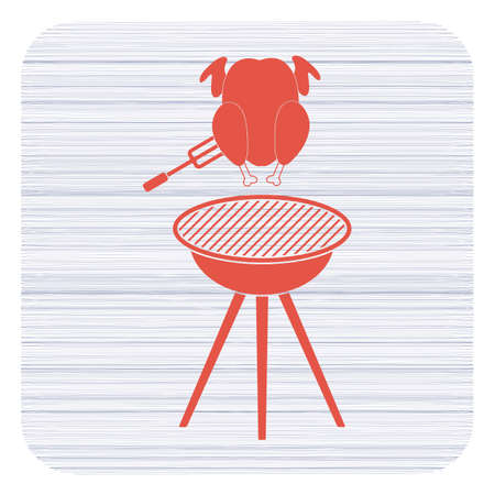 Barbecue grill with chicken icon. Vector illustration

のイラスト素材