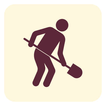 Digger with shovel icon. Vector illustrationのイラスト素材
