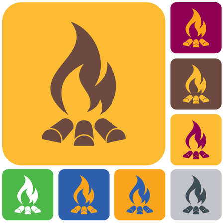 Campfire silhouette set icon.のイラスト素材