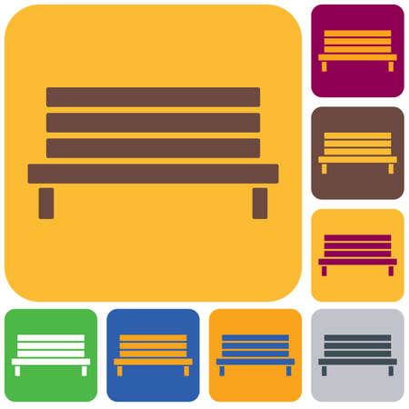 Outdoor park wooden bench vector icon.のイラスト素材