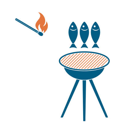Grilled fish icon. Vector illustrationのイラスト素材