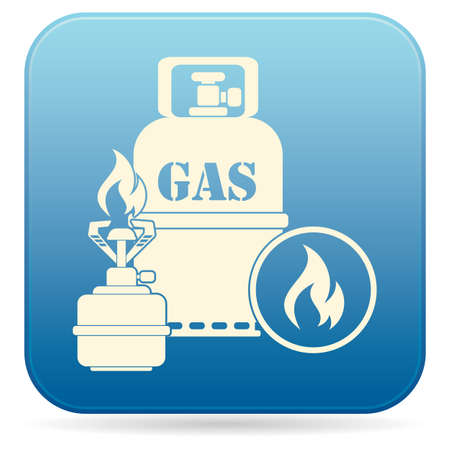 Camping stove with gas bottle icon. Vector illustration.のイラスト素材
