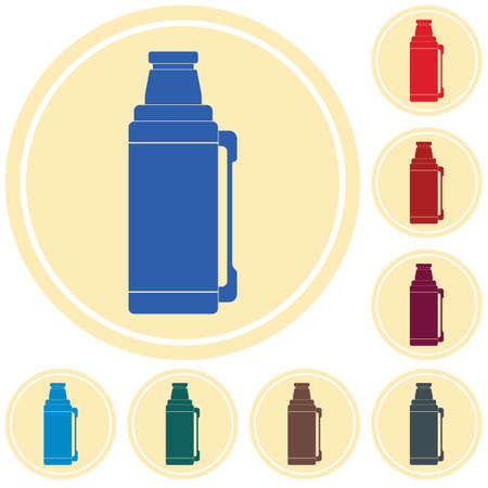 Metal bottle container icon, camping and hiking equipment. Vector illustrationのイラスト素材