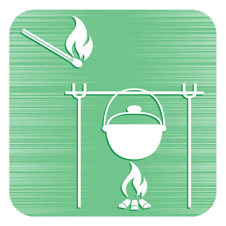 Fire and pot icon. Vector illustration.のイラスト素材