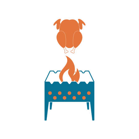 Brazier and chicken icon. Vector illustrationのイラスト素材