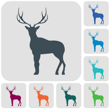 Silhouette of the deer. Flat deer icon set Vector illustration.のイラスト素材