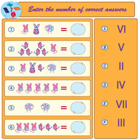 Logical task. Find and enter the right answers. Vector illustrationのイラスト素材