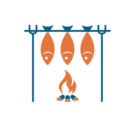 Grilled fish icon. Vector illustrationのイラスト素材