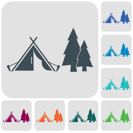 Stylized icon of tourist tent. Vector illustrationのイラスト素材