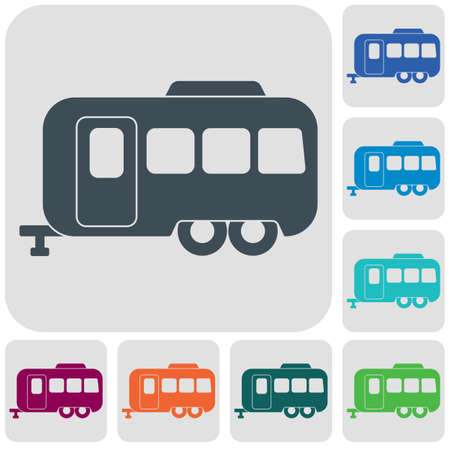 Camping trailer icon. Vector illustrationのイラスト素材