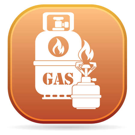 Camping stove with gas bottle icon.のイラスト素材