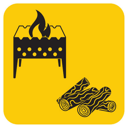 Brazier and firewood icon. Vector illustrationのイラスト素材