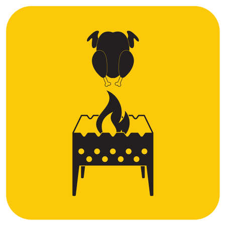 Brazier and chicken icon. Vector illustrationのイラスト素材