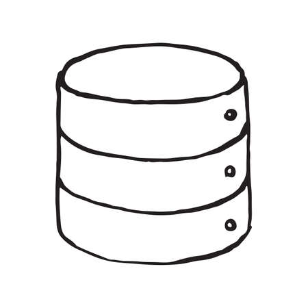 Database storage doodle icon. Vector illustrationのイラスト素材