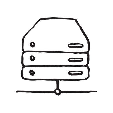 Database storage doodle icon. Vector illustrationのイラスト素材