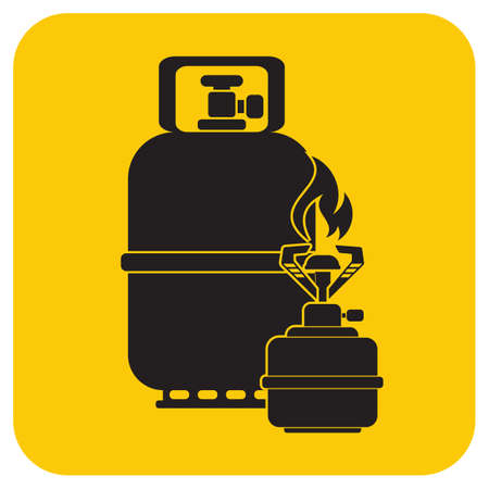 Camping stove with gas bottle icon vector. Vector illustration.のイラスト素材