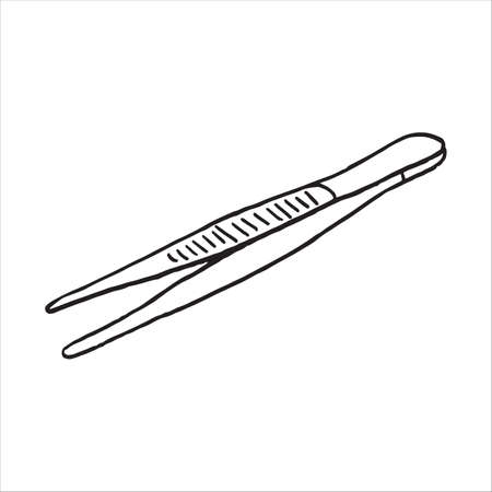 Forcep  icon in doodle sketch lines. Vector illustrationのイラスト素材