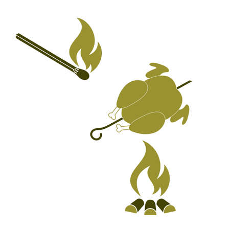 Grilled chicken icon. Vector illustrationのイラスト素材