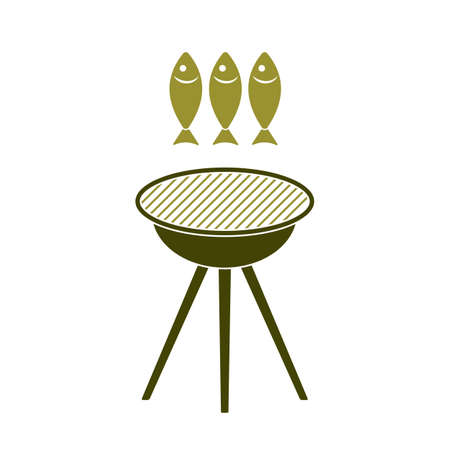 Grilled fish icon. Vector illustrationのイラスト素材
