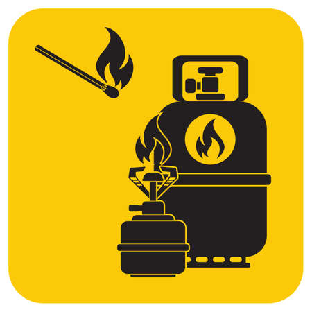 Camping stove with gas bottle icon vector. Vector illustration.のイラスト素材