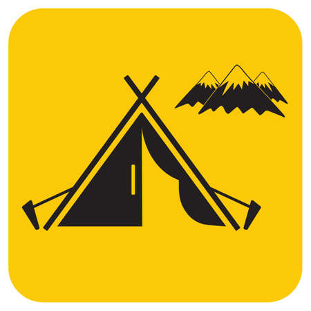 Stylized icon of tourist tent. Vector illustrationのイラスト素材