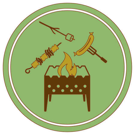Brazier, zephyr, kebab and sausage icon. Vector illustrationのイラスト素材