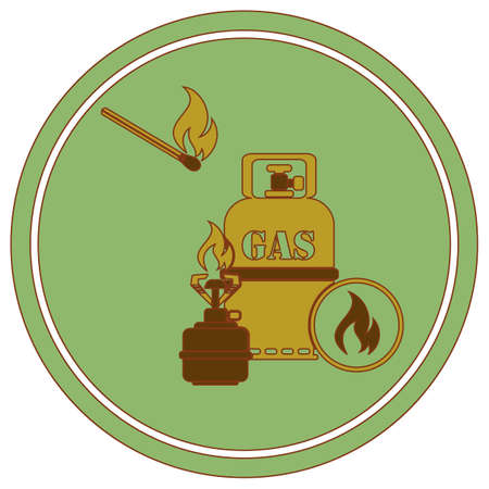 Camping stove with gas bottle icon vector. Vector illustration.のイラスト素材