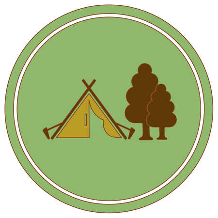 Stylized icon of tourist tent. Vector illustrationのイラスト素材