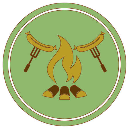 Grilled sausage icon. Vector illustrationのイラスト素材