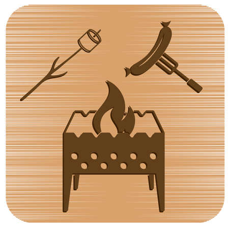 Brazier, zephyr and sausage icon. Vector illustrationのイラスト素材