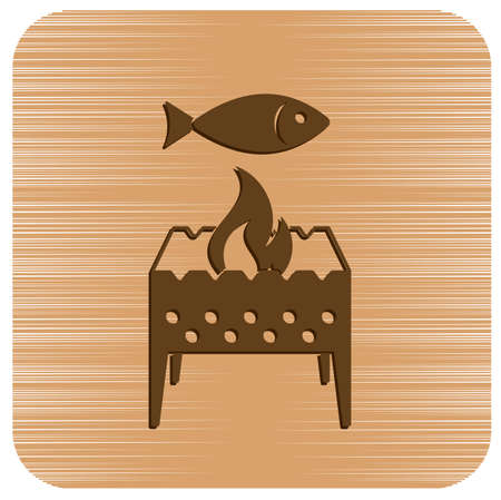 Brazier grill with fish icon. Vector illustrationのイラスト素材