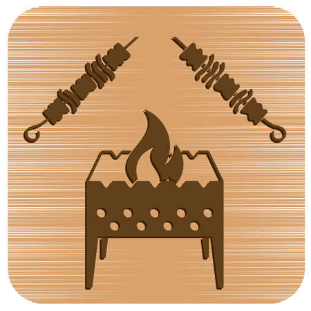 Brazier grill with kebab icon. Vector illustrationのイラスト素材