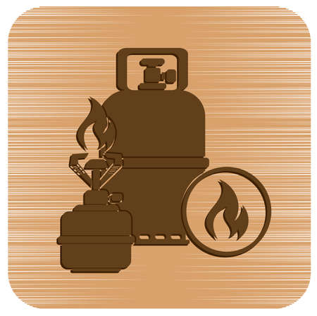Camping stove with gas bottle icon. Vector illustration.のイラスト素材