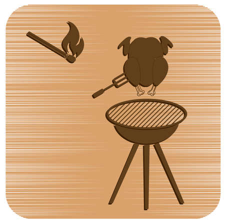 Grilled chicken icon. Vector illustrationのイラスト素材
