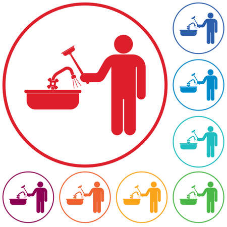 Plumbing work symbol icon. Vector illustrationのイラスト素材