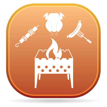 Brazier, kebab, chicken and sausage icon. Vector illustrationのイラスト素材