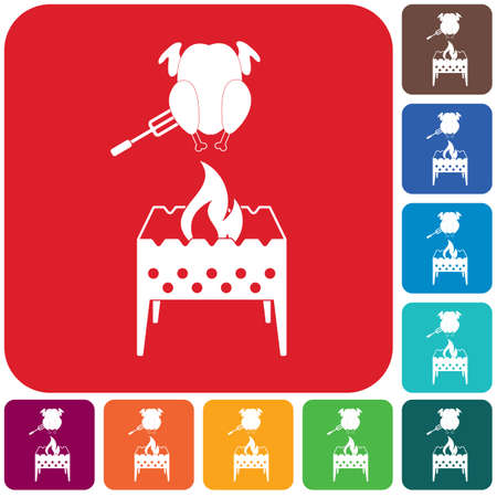 Brazier and chicken icon. Vector illustrationのイラスト素材